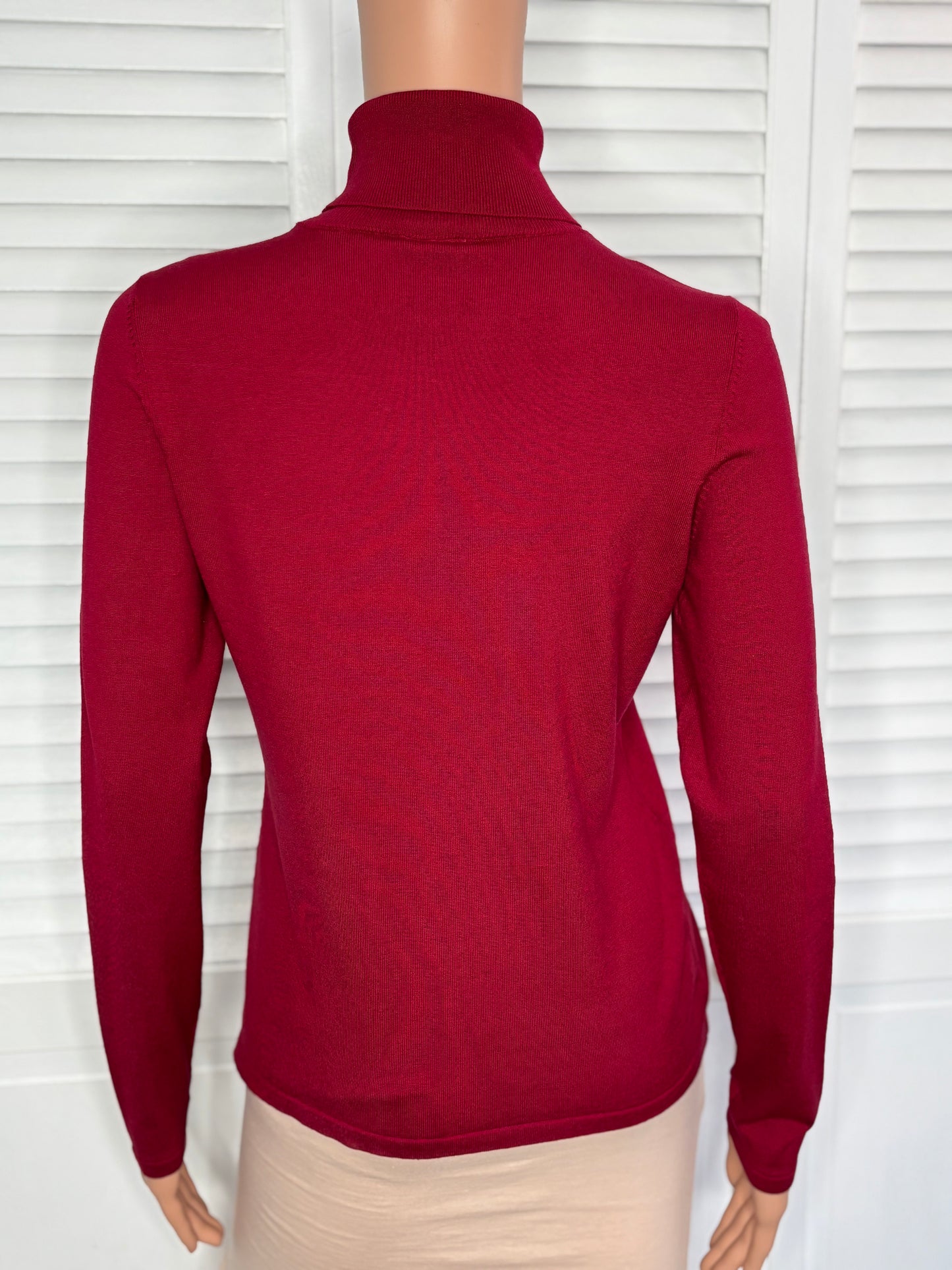 New ANN TAYLOR Red Silk Blend Turtleneck Sweater Size Small