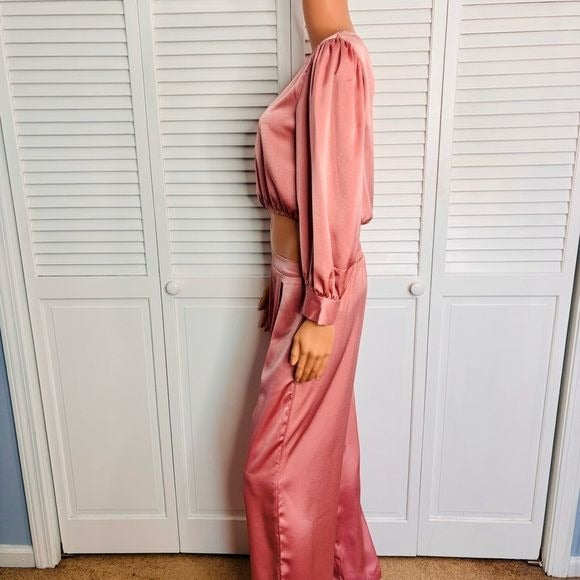 *NEW* PRETTYGARDEN Blush Pink 2 Piece Satin Outfit