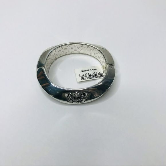 BRIGHTON Spots of Roses Silver Magnetic Snap Chunky Bangle *NEW*