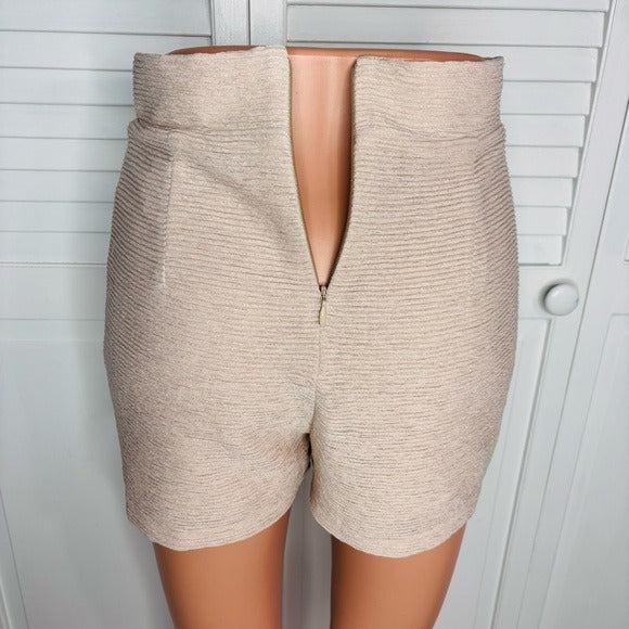 NEW RUMER Beige High Rise Striped Shorts Size Medium
