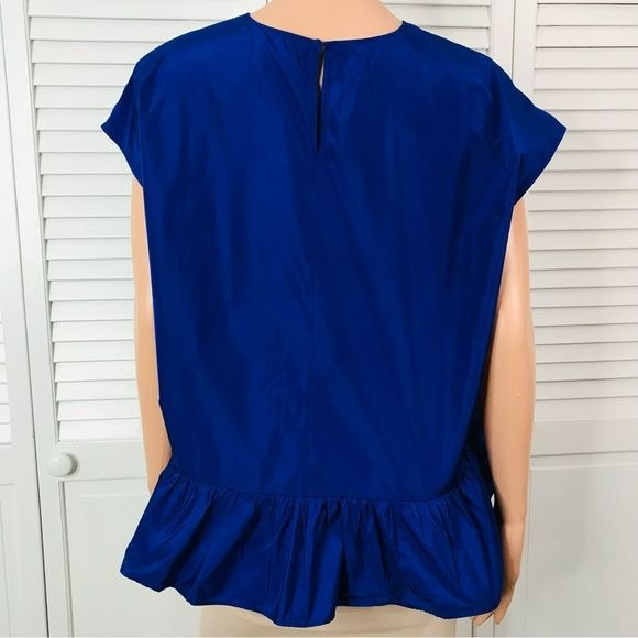 PSOPHIA Cobalt Taffeta Peplum Ruffle Hem Top Size L *NEW*
