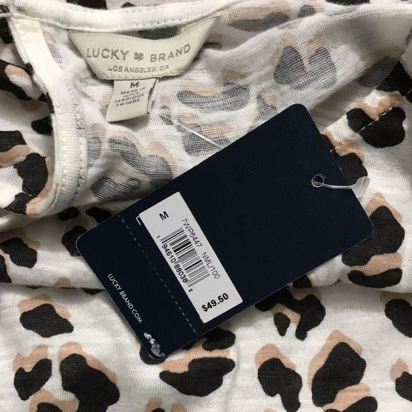 *NEW* LUCKY BRAND White Cheetah Print Long Sleeve Shirt