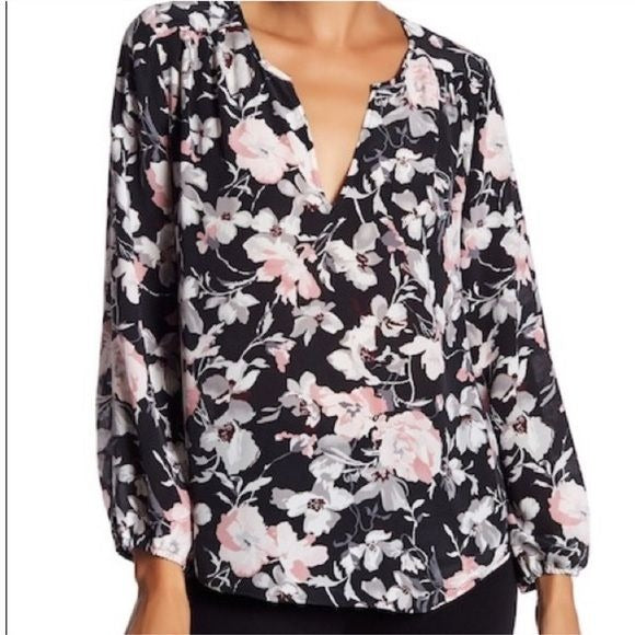 JOIE Odelette Silk Floral Print V-Neck Blouse Size Small