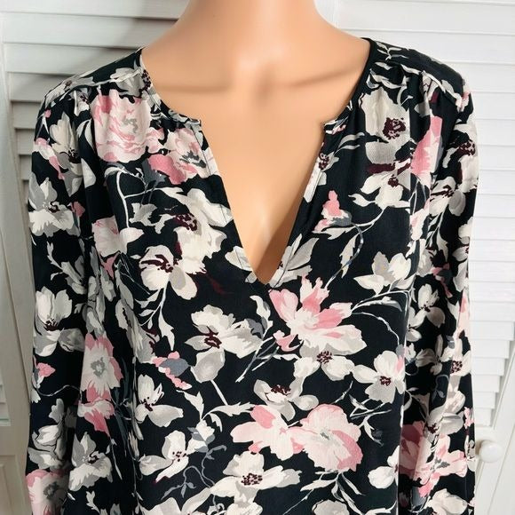 JOIE Odelette Silk Floral Print V-Neck Blouse Size Small