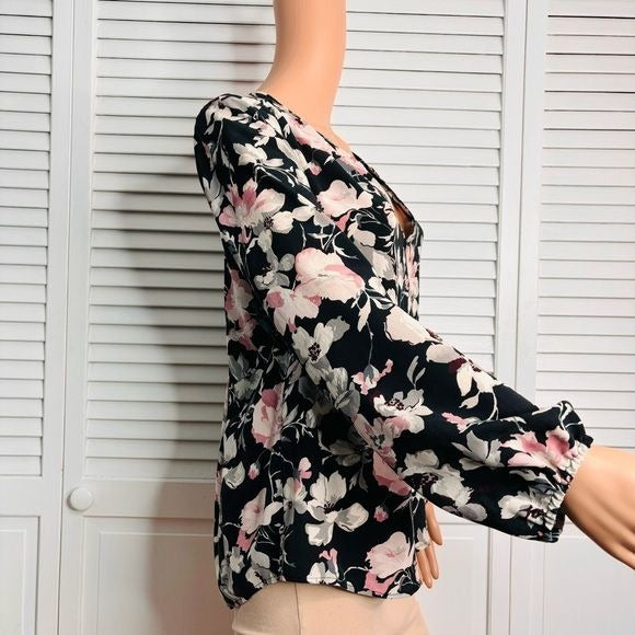 JOIE Odelette Silk Floral Print V-Neck Blouse Size Small
