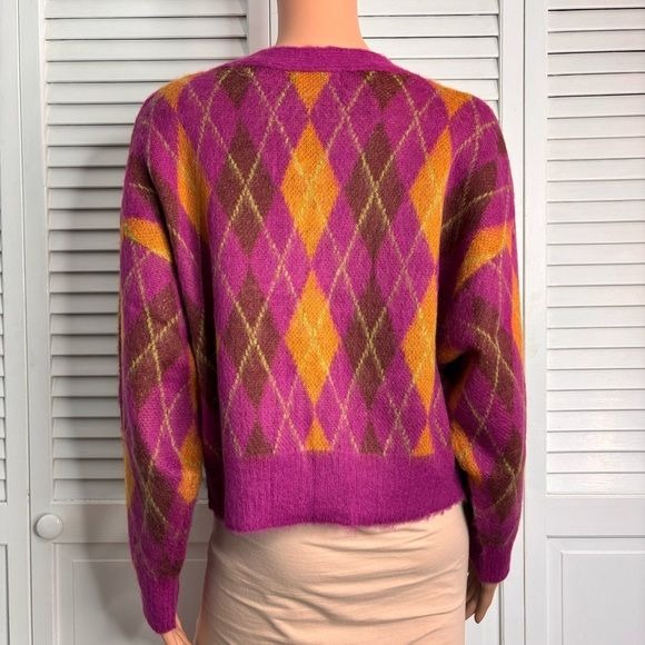 *NEW* DAYDREAMER Fuchsia Sunset Argyle Cardigan Size S