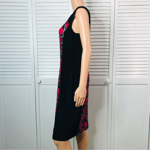 JOSEPH RIBKOFF Black Animal Print Sleeveless Shift Dress Size 10