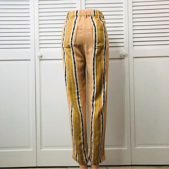 FREE PEOPLE Orange Striped Distressed Knit Pants Size 2