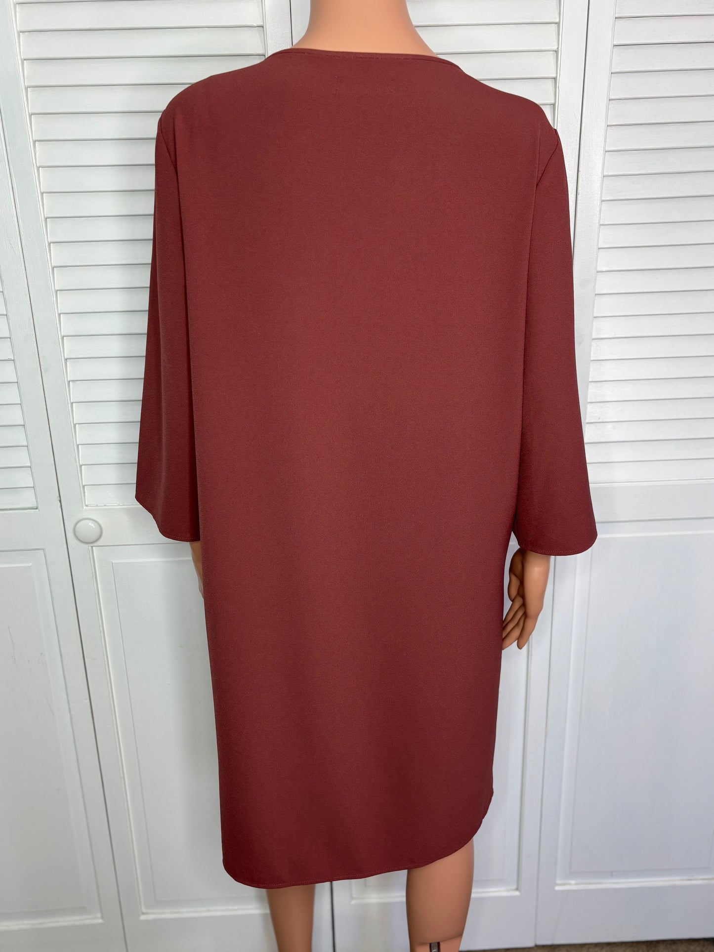 OAK + FORT Rust Minimalist Wide-Sleeve Shift Dress Size Large