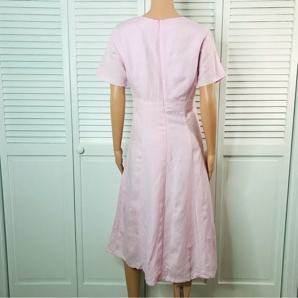 FIRST MONDAY Pink V-Neck Short Sleeve Dress Size S *NEW*