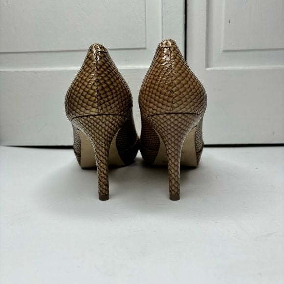 ARTURO CHIANG Alexis Snakeskin Leather Peep Toe Pumps