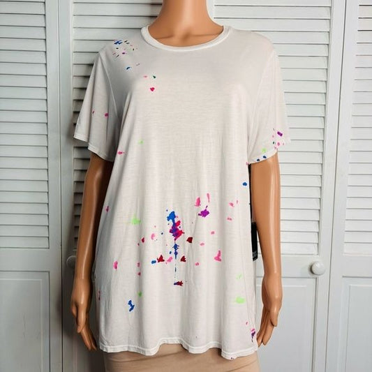 *NEW* MICHAEL LAUREN Roman Splatter Print Boyfriend Tee Size M