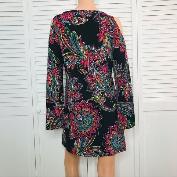 TRINA TURK Cold Shoulder Multicolor Mini Dress Size M