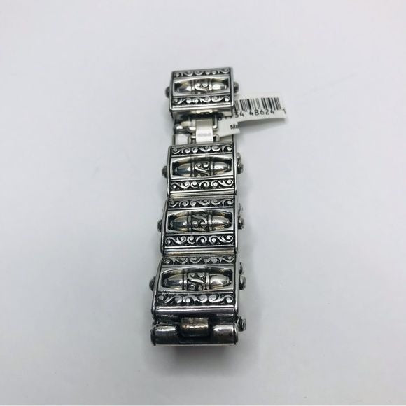 *NEW* BRIGHTON Silver Barrel Beaded Square Design Bracelet