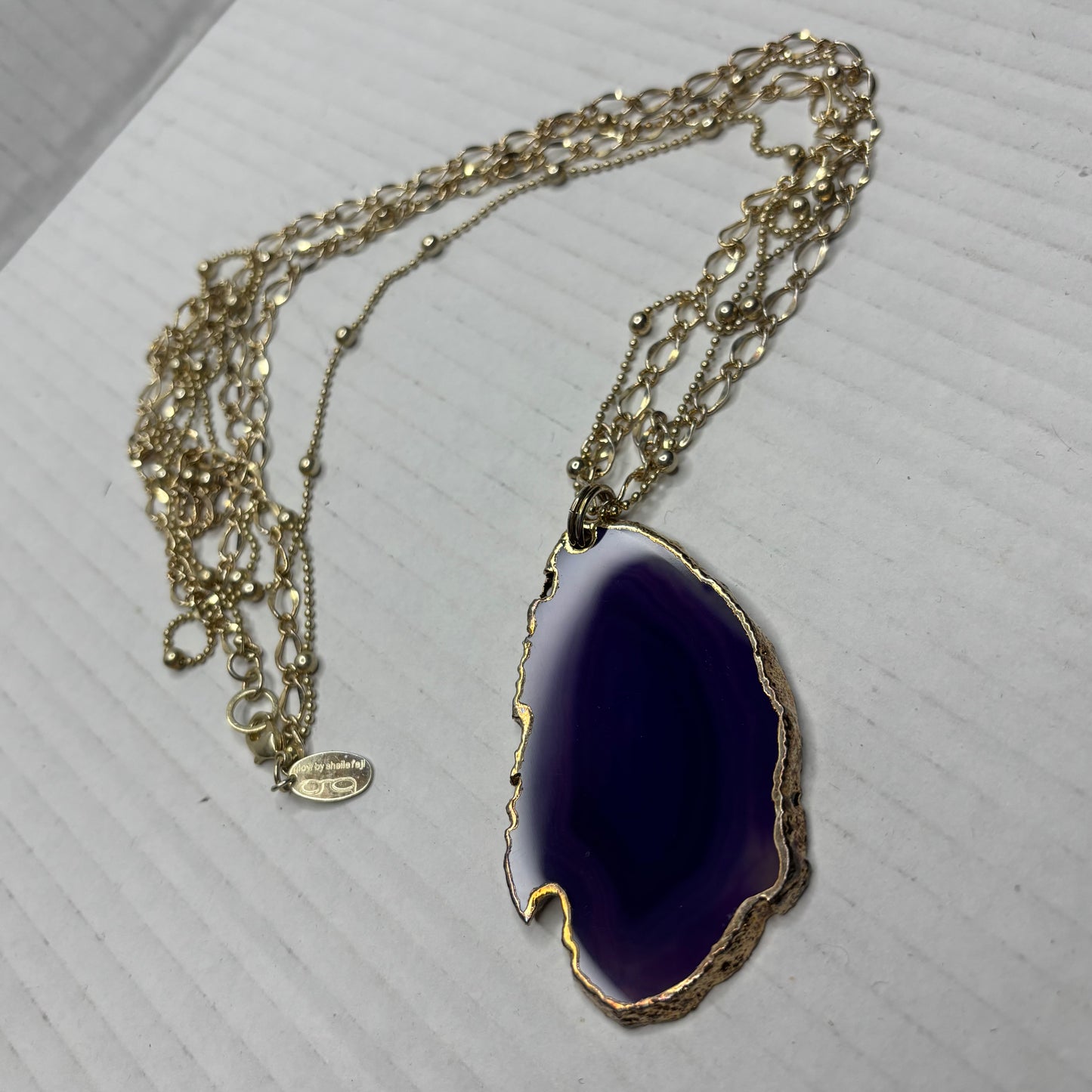 Glow by SHEILA FAJIL Purple Agate Geode Double Chain Necklace