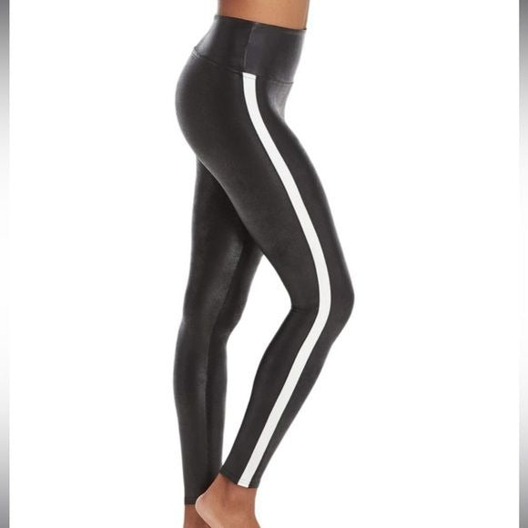 SPANX Black Faux Leather Leggings Size Medium