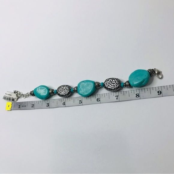 BRIGHTON Full Moon Rising Silver Turquoise Stone Bracelet *NEW*