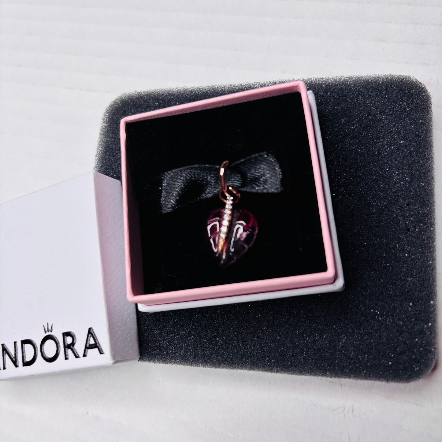 PANDORA Murano Glads Leaf Pendant Charm