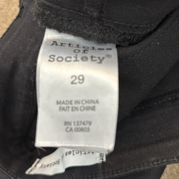 ARTICLES OF SOCIETY Black Coated Skinny Jeans Size 29
