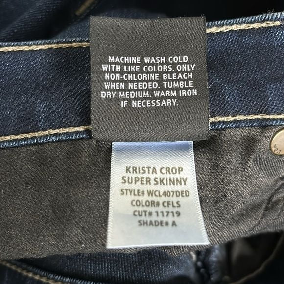 HUDSON Krista Crop Super Skinny Blue Raw Hem Jeans Size 29