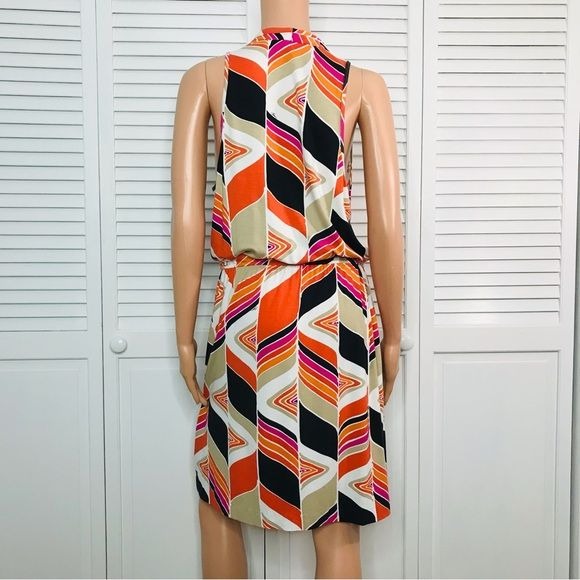 TRINA TURK Abstract Print Sleeveless V-Neck Dress Size 10