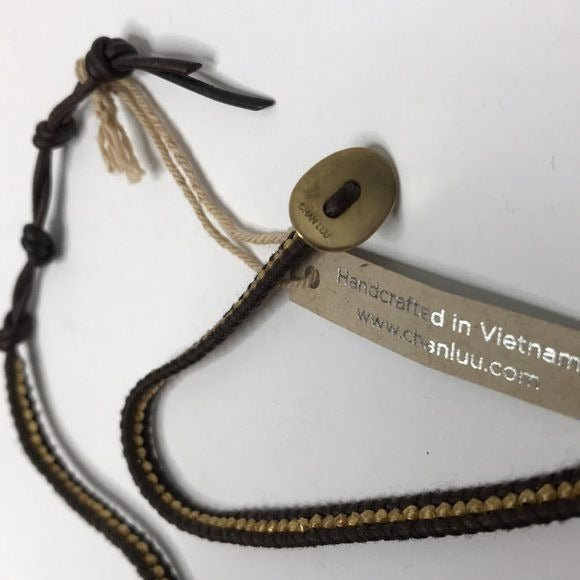 CHAN LUU Gold Wrap Bracelet On Brown Leather *NEW*
