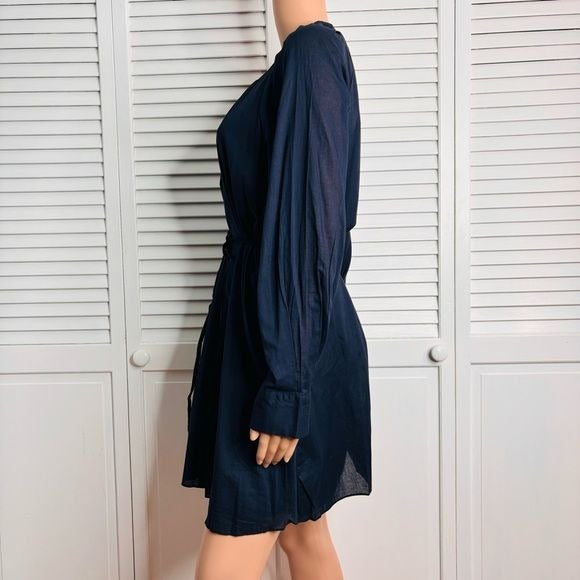*NEW* REBECCA TAYLOR Navy Blue Long Sleeve Cotton Shift Dress Size M