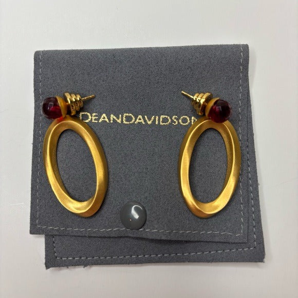 DEAN DAVIDSON Gold Plated Ruby Red Collection Drop Earrings