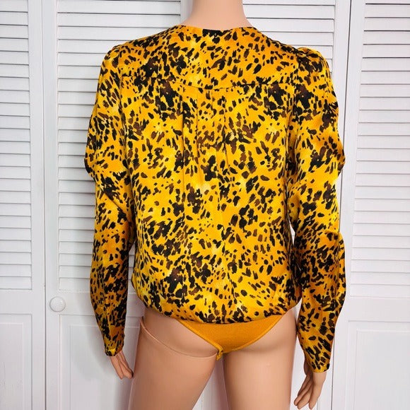 *New* BUDDY LOVE Tortoiseshell Melissa Surplice Long Sleeve Bodysuit Size Small