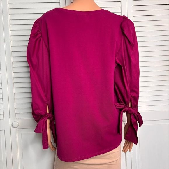 *NEW* CHICO’S Orchid Flower Romance Sleeve Woven Knit Top Size XL