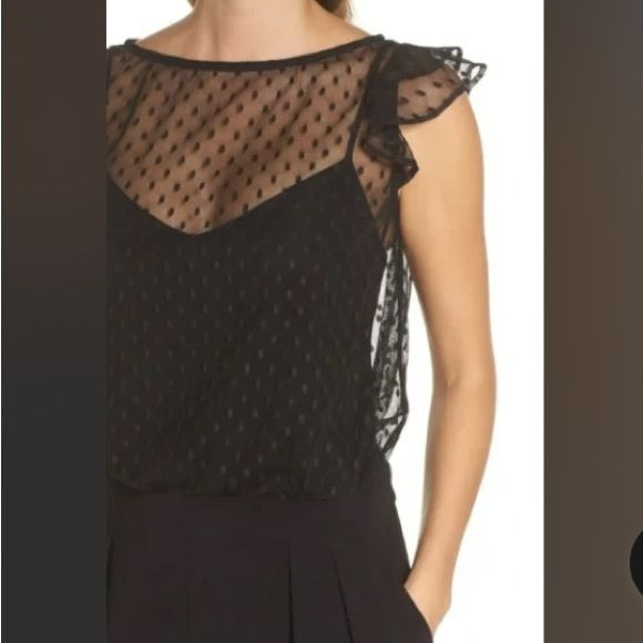 JULIA JORDAN Black Illusion Neck Wide Leg Jumpsuit Size 6