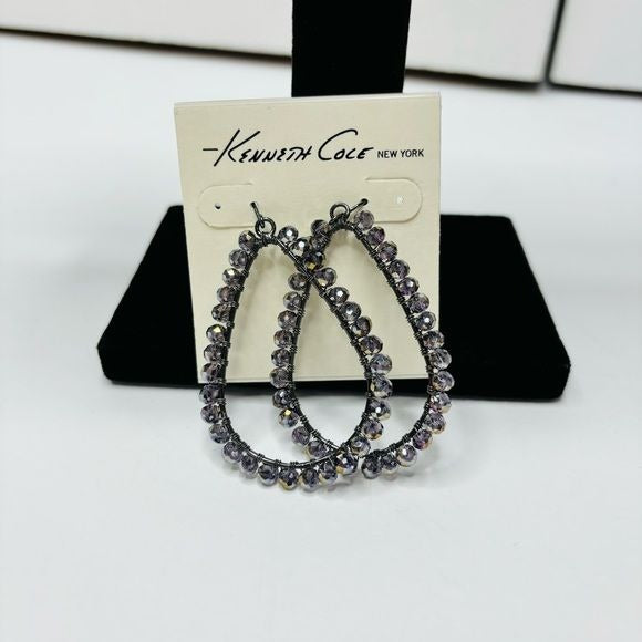 *NEW* KENNETH COLE Purple Beaded Oval Earrings