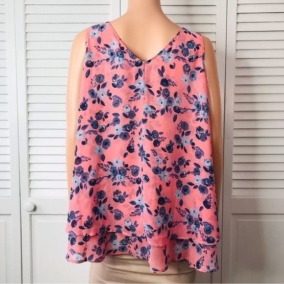 LANE BRYANT Pink Blue Floral Sleeveless Blouse Size 20 *NEW*