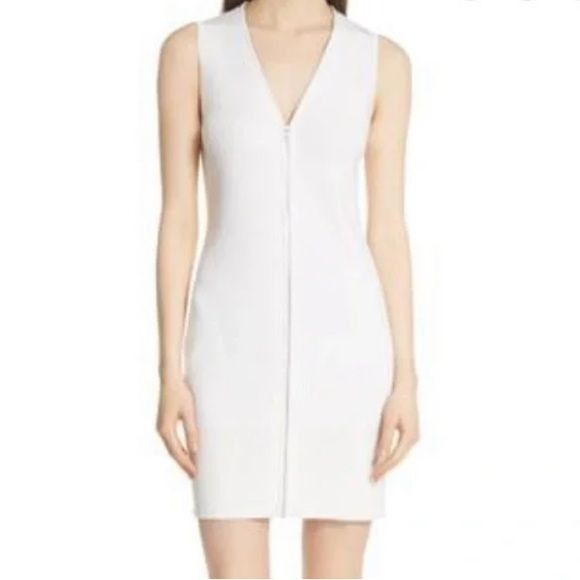 RAG & BONE Vivienne Ribbed Ivory Zip Dress Size L