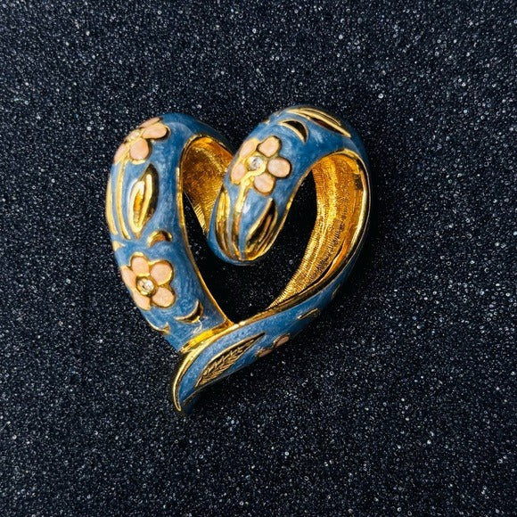 NOLAN MILLER Vintage Blue Enamel Heart Pendant