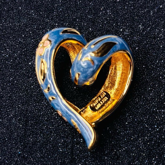 NOLAN MILLER Vintage Blue Enamel Heart Pendant