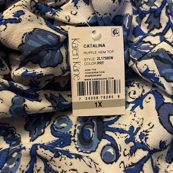 *New* KAREN KANE Catalina Ruffle Hem Top Size 1X