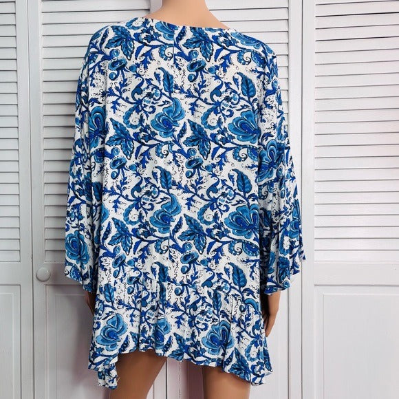 *New* KAREN KANE Catalina Ruffle Hem Top Size 1X