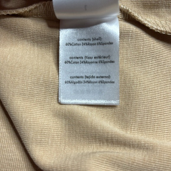 NEW WEWOREWHAT Boat Neck Cotton Rib Midi Dress in Beige Size Large
