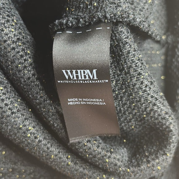 NEW WHITE HOUSE BLACK MARKET V-Neck Chenille Pullover in Black and Gold Size Small