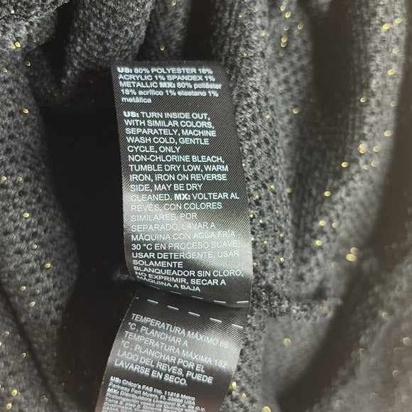 NEW WHITE HOUSE BLACK MARKET V-Neck Chenille Pullover in Black and Gold Size Small