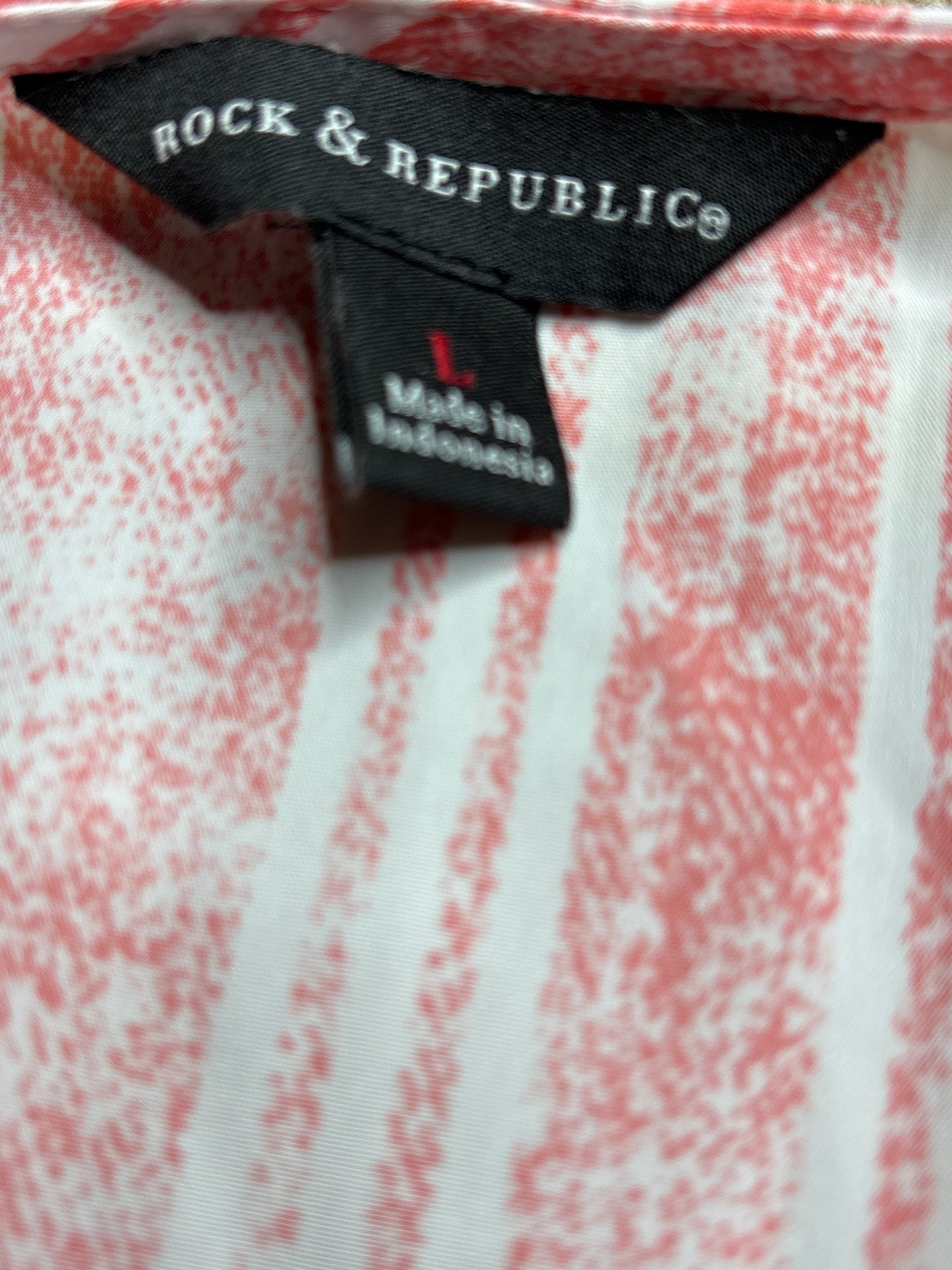 ROCK & REPUBLIC Pink Striped Short Sleeve Button Down Dress Size Large