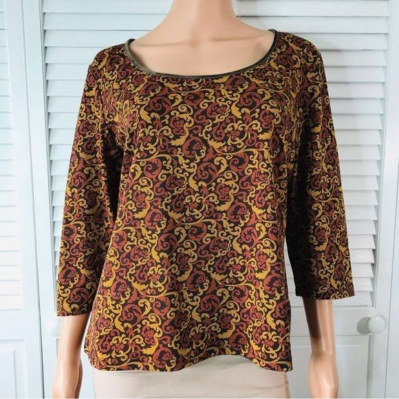 APOSTROPHE Stretch Brown Geometric Print Stretch Size 18