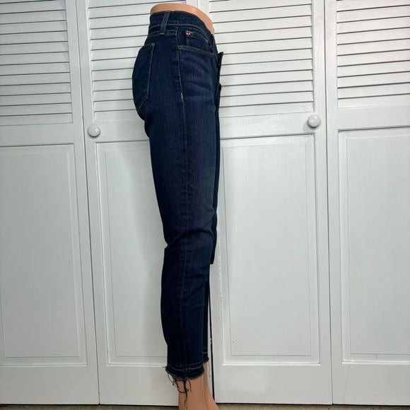 HUDSON Krista Crop Super Skinny Blue Raw Hem Jeans Size 29