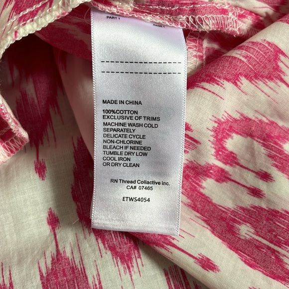*NEW* ELLEN TRACY Fuschia Ikat Print Puff Sleeve Tiered Mini Dress Size XS