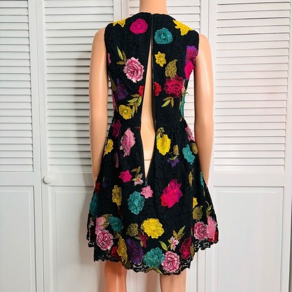 ALICE + OLIVIA Becca Floral-Appliquéd Embroidered Corded Lace Dress