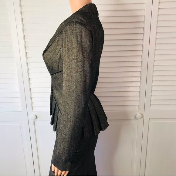 BEBE Brown Lace Trim Skirt Suit Size 2