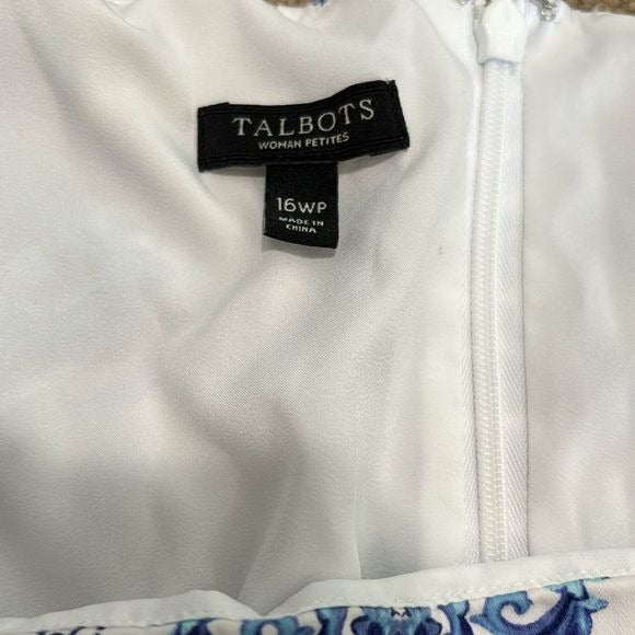 TALBOTS Petite Mediterranean Style Sleeveless Dress Size 16