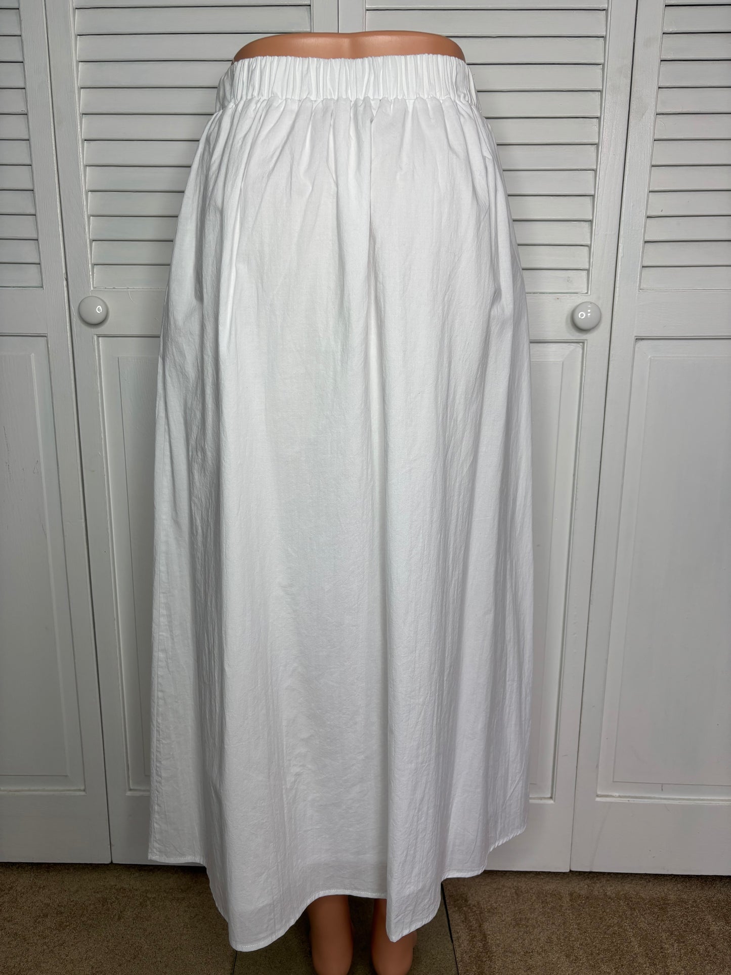 WAYF Cora White Cotton Poplin Maxi Skirt Size XS