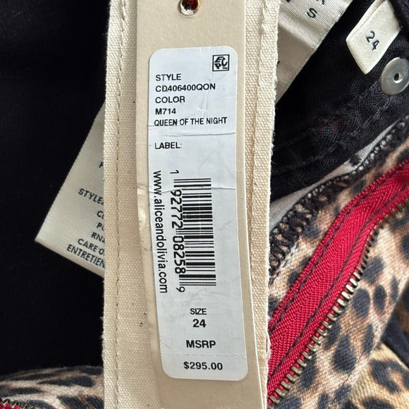 New ALICE + OLIVIA Queen Of The Night High Rise Skinny Jeans Size 24